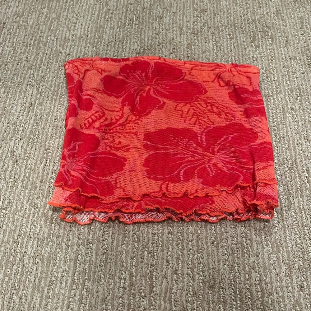 Free people red and orange floral print bandeau top size small